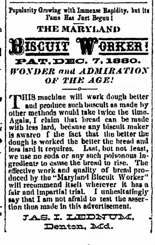 biscuit worker Denton Feb. 12, 1881 - 