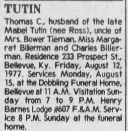 Obituary for Thomas C TUTIN