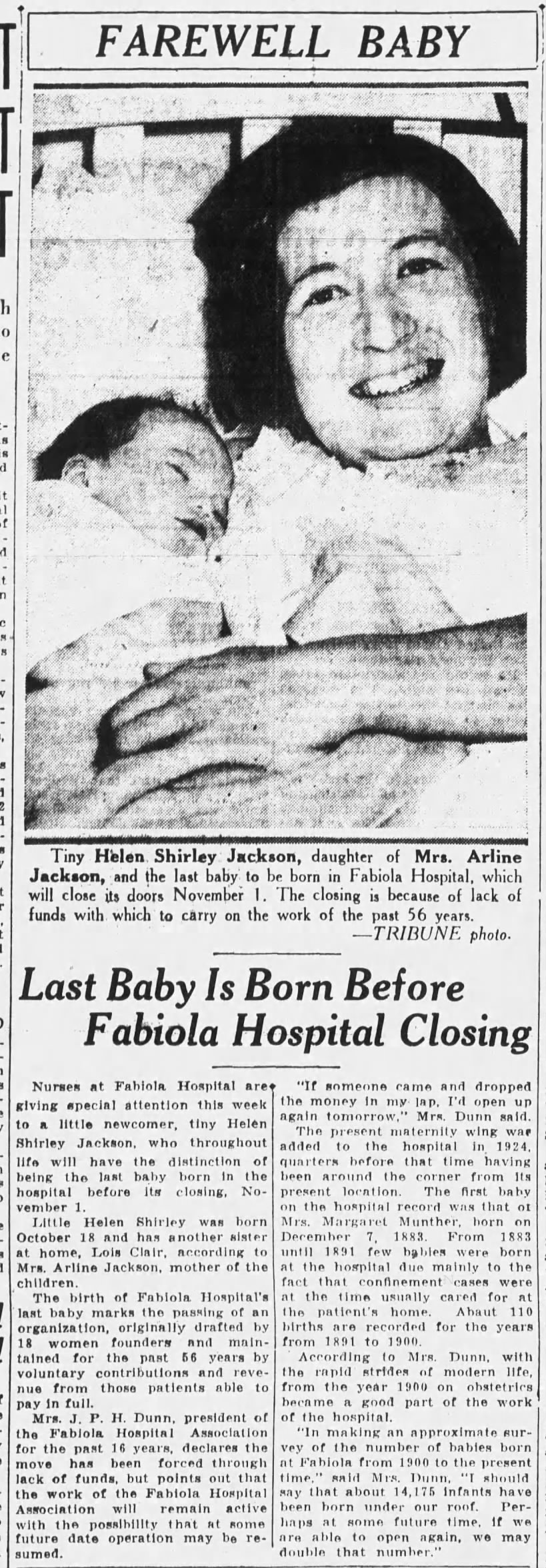 last baby born at Fabiola Hospital