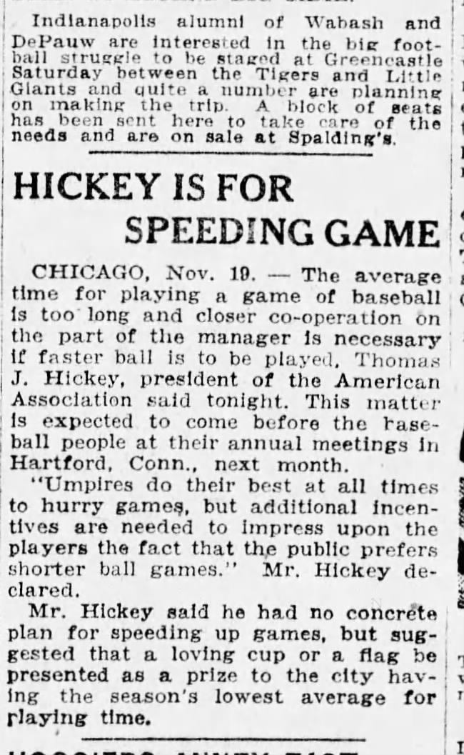 baseball games need to speed up circa 1924