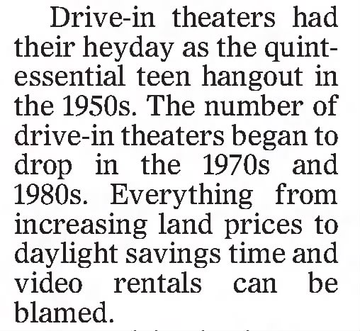 Drive-ins teen hangout in the 1950s