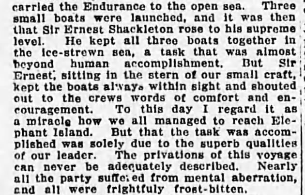 Shackleton guides lifeboats to Elephant Island