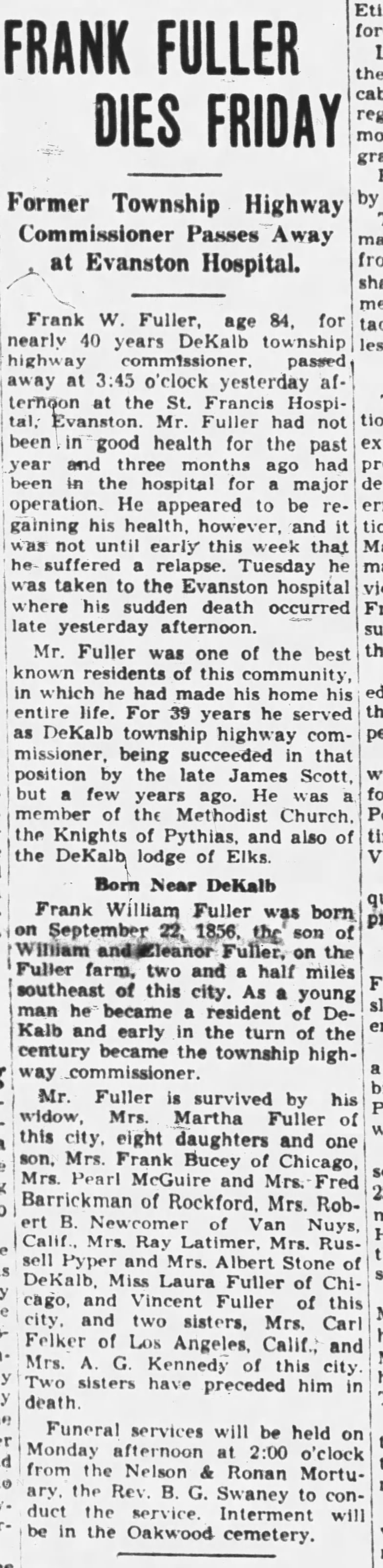 Obituary: Frank William FULLER (Aged 84)