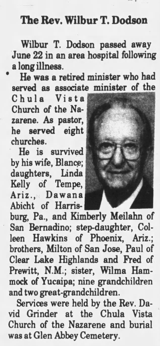 Obituary for Wilbur T. Dodson