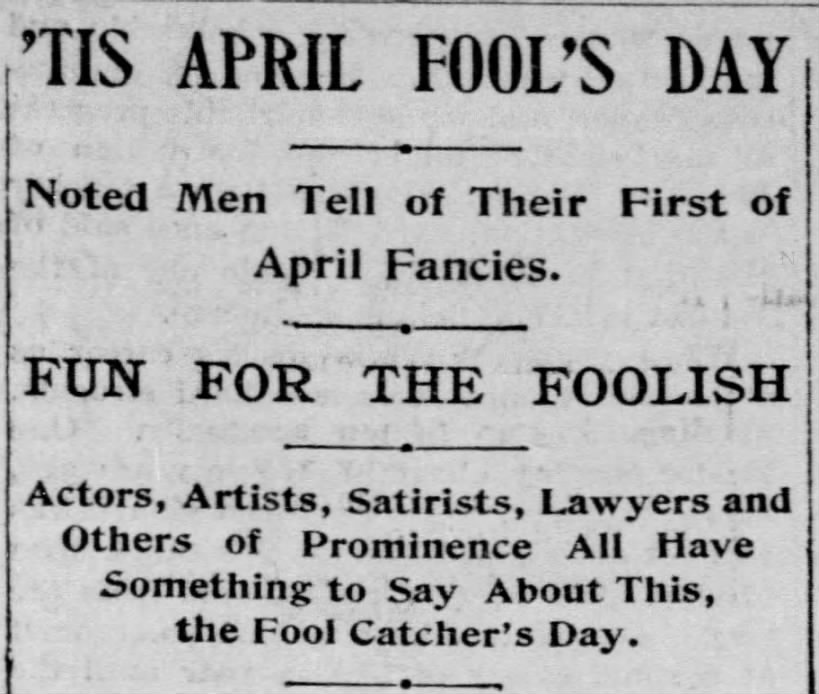 'Tis April Fool's Day
