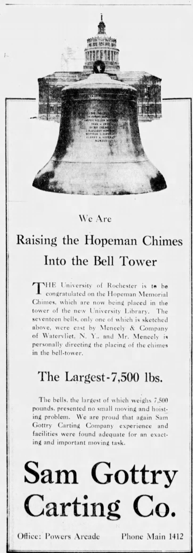 We are Raising the Hopeman Chimes into the Bell Tower