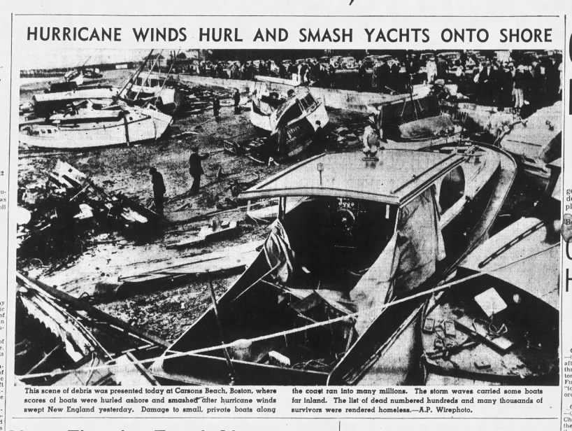 Damage to Massachusetts coast from 1938 hurricane