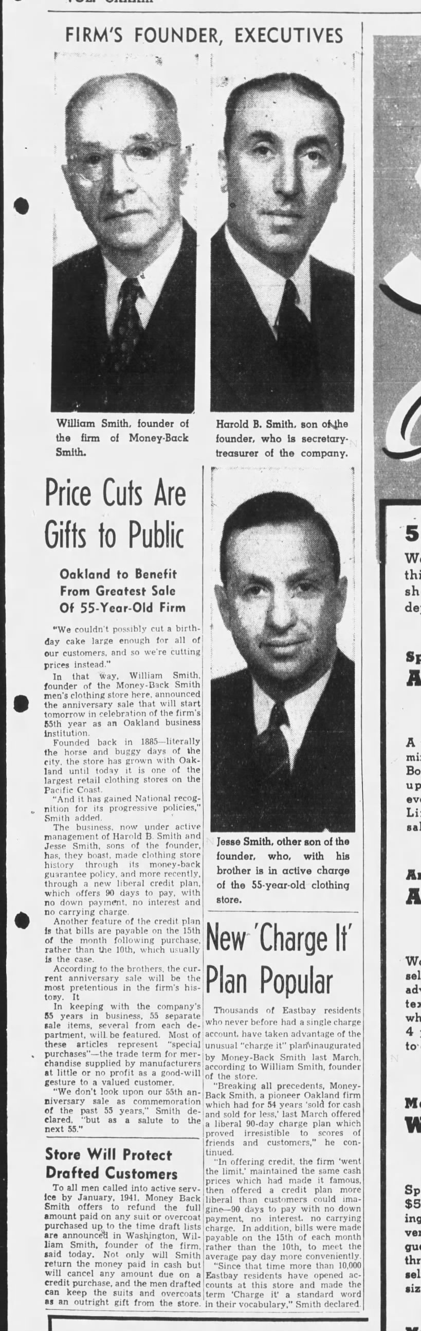 Price Cuts Are Gifts to Public - Oakland Tribune September  27, 1940
