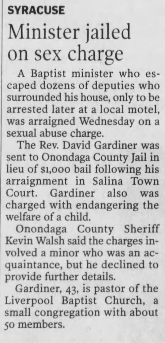 Rev. David L. Gardiner - Arrest