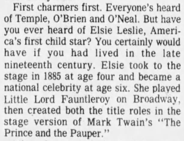 America's first child star, Elsie Leslie