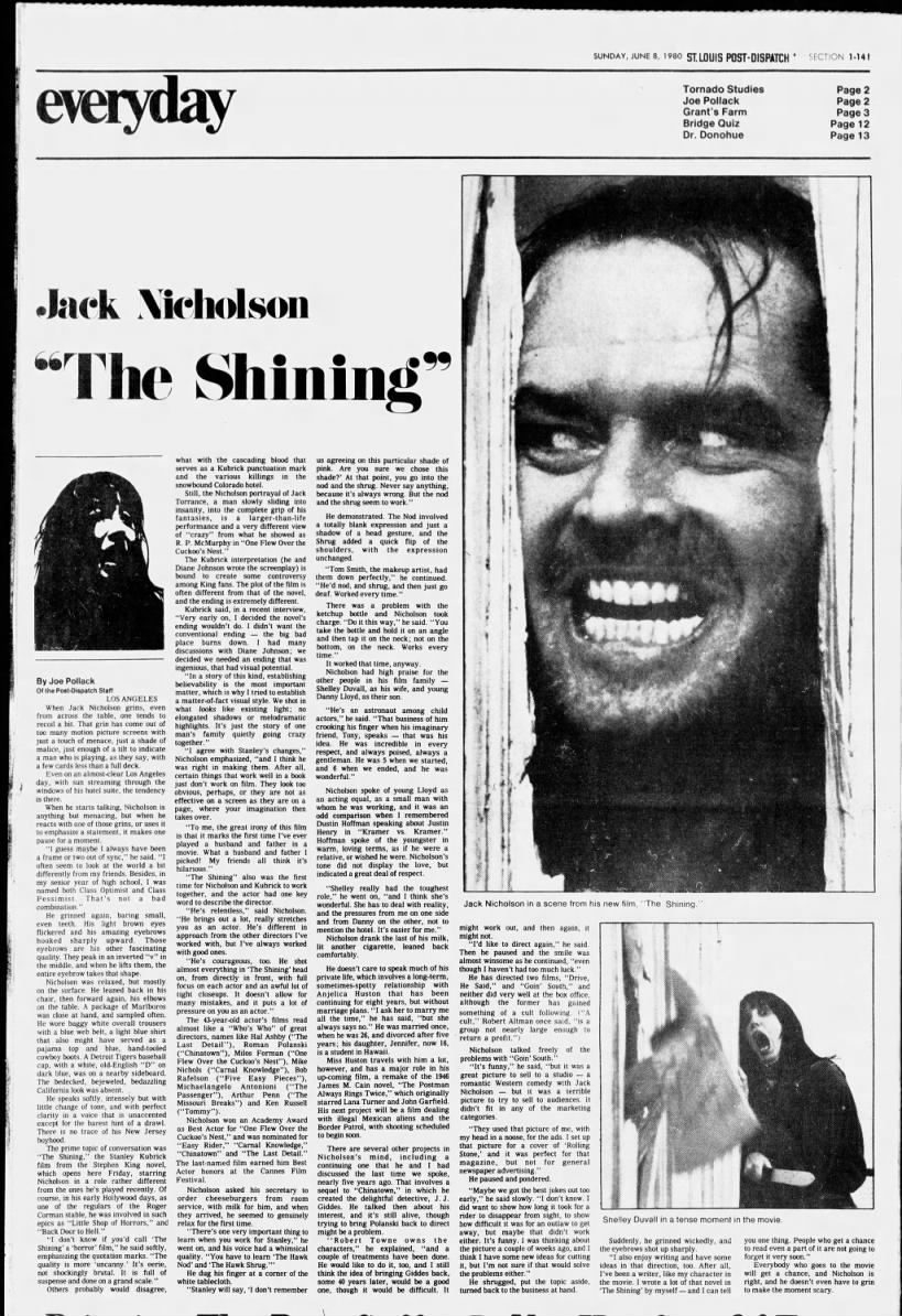 Nicholson on The Shining