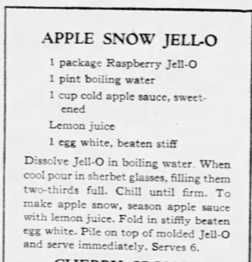 Apple Snow Jell-o recipe