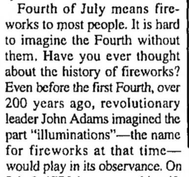 Fireworks always a part of John Adams plans