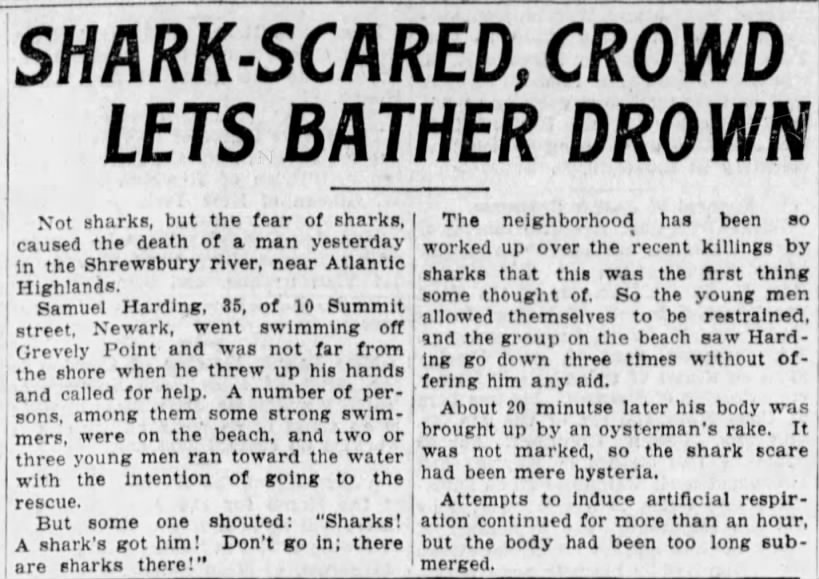 "Shark-scared, crowd lets bather drown"