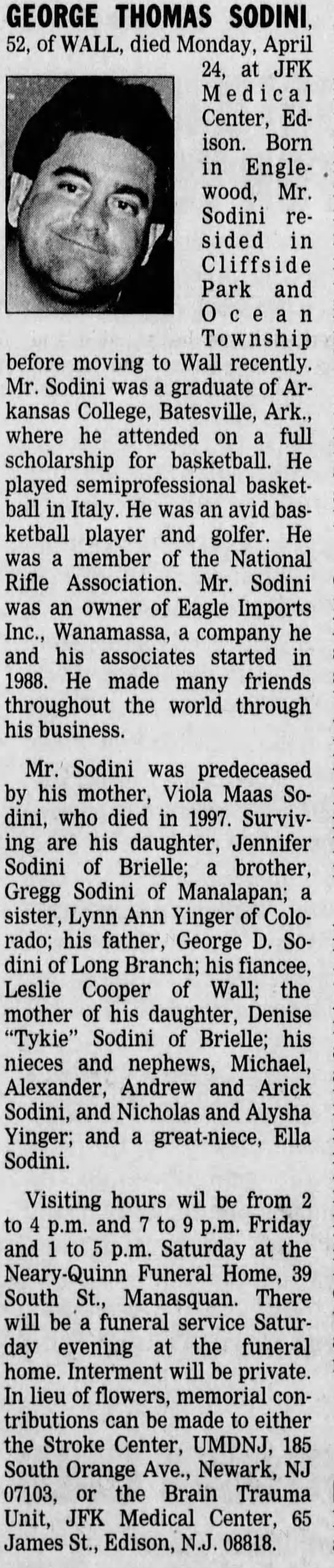 Obituary for GEORGE THOMAS SODINI (Aged 52) - Newspapers.com