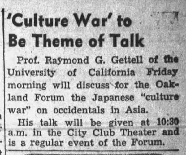 "Culture War" to be theme of talk (1942)