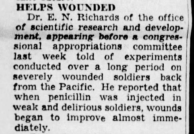 Penicillin helps wounded soldiers improve almost immediately