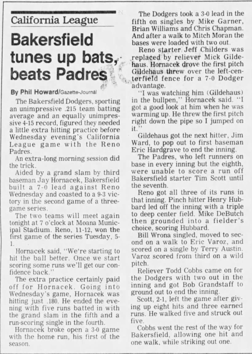 Jay Hornacek - May 2, 1985 - Greatest21Days.com