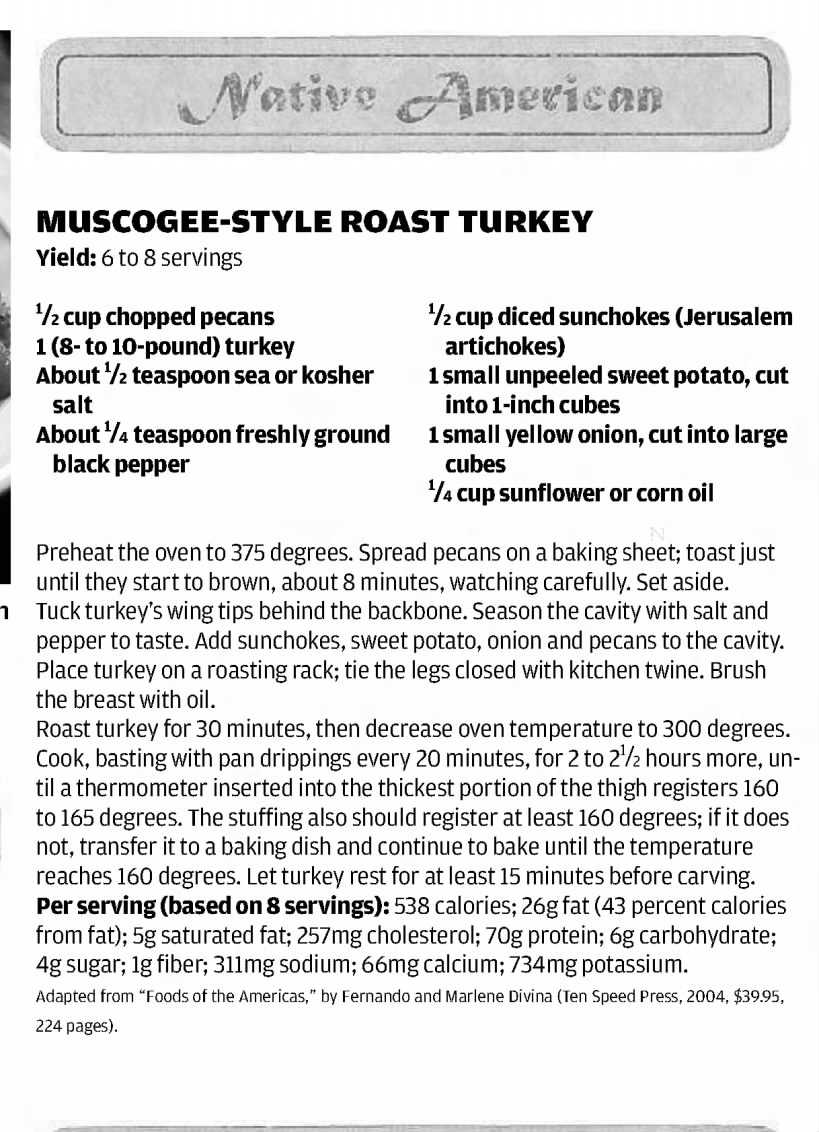 Muscogee-style roast turkey recipe