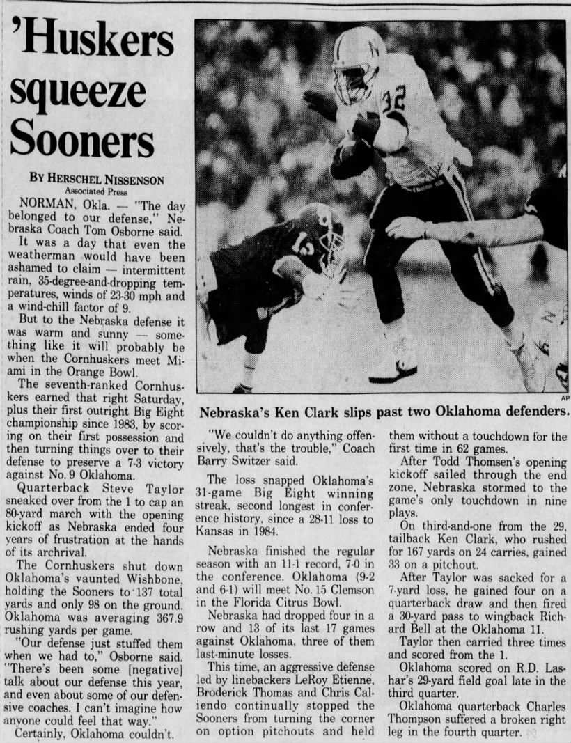 1988 Nebraska-Oklahoma football AP