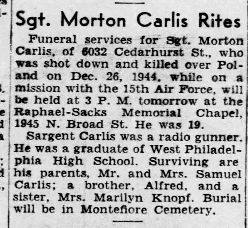 Morton Carlis obituary