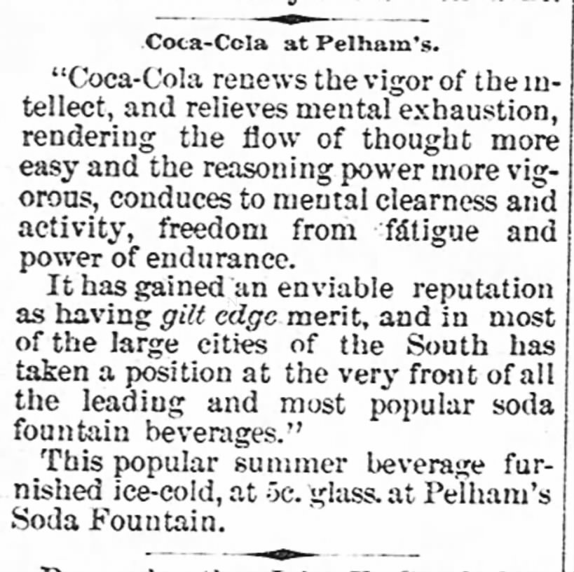 Coca-Cola ad, 1890