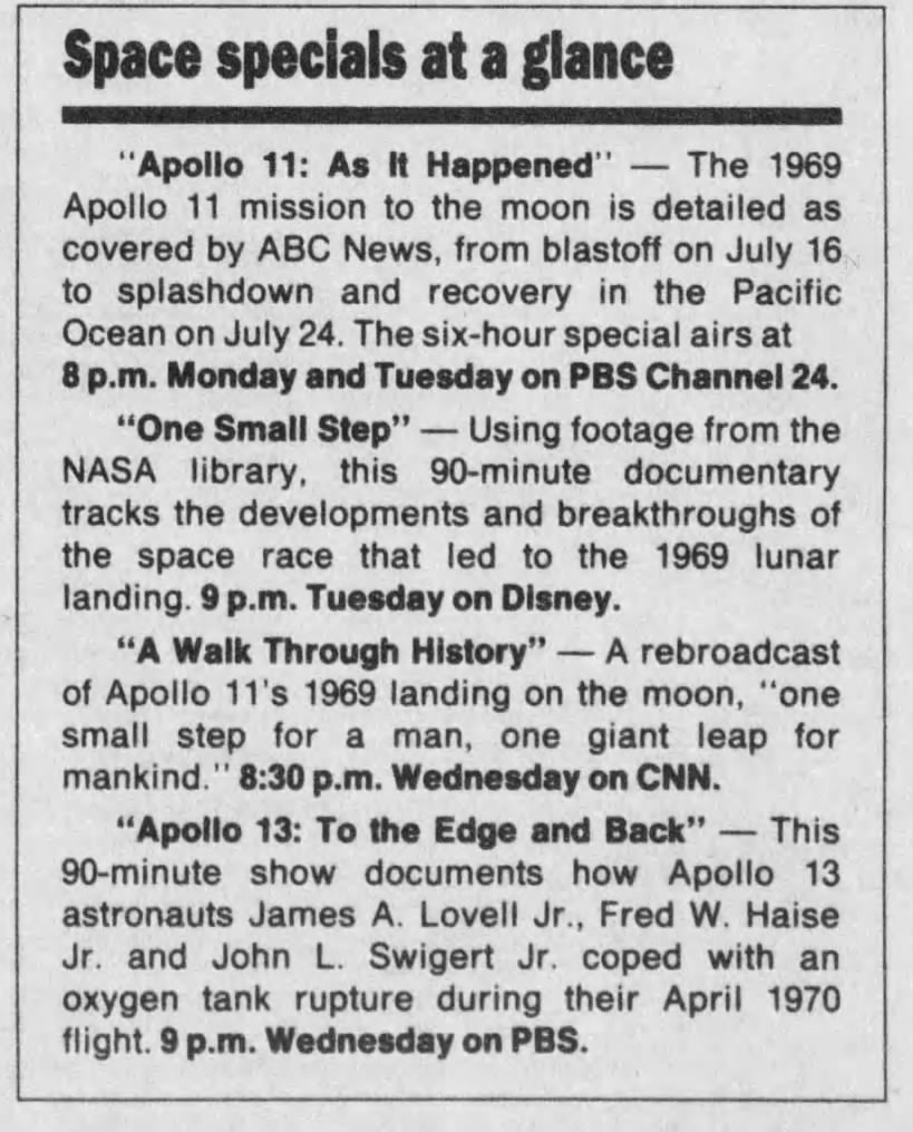 "Space Specials at a Glance" page 3