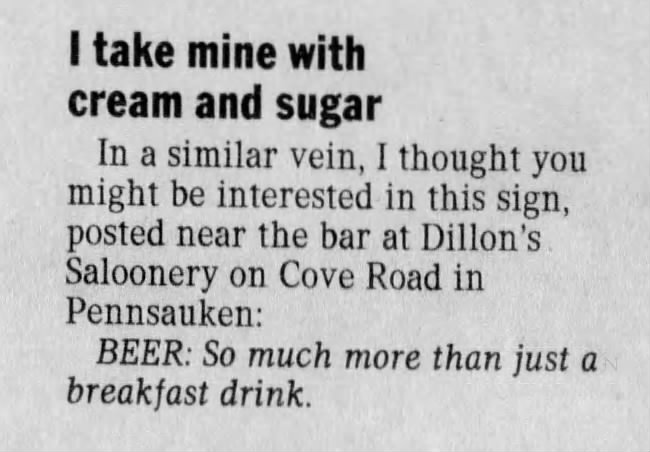 "Beer: So much more than just a breakfast drink" (1995).