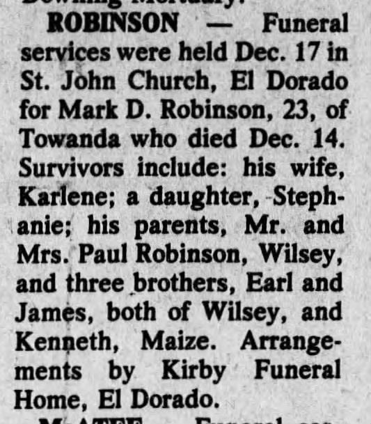Funeral: Mark D. Robinson