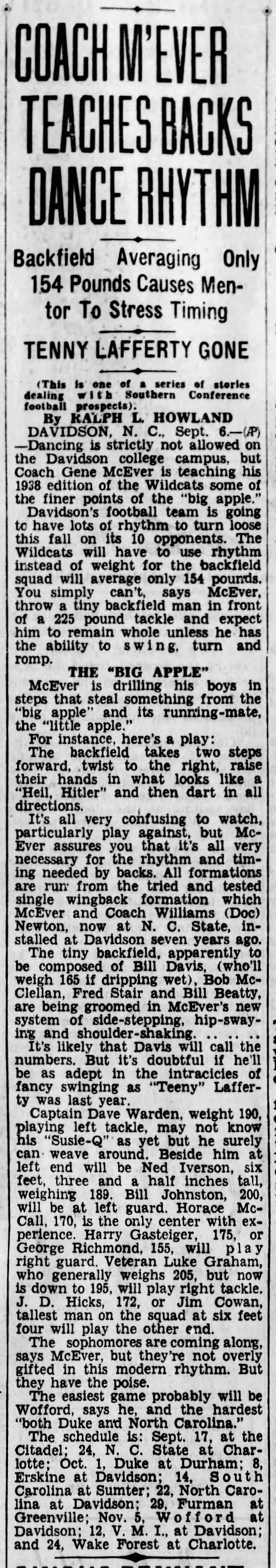"Big Apple" play at Davidson (1938).