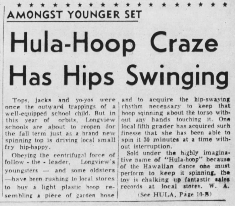 "Hula-Hoop Craze Has Hips Swinging" (1958)