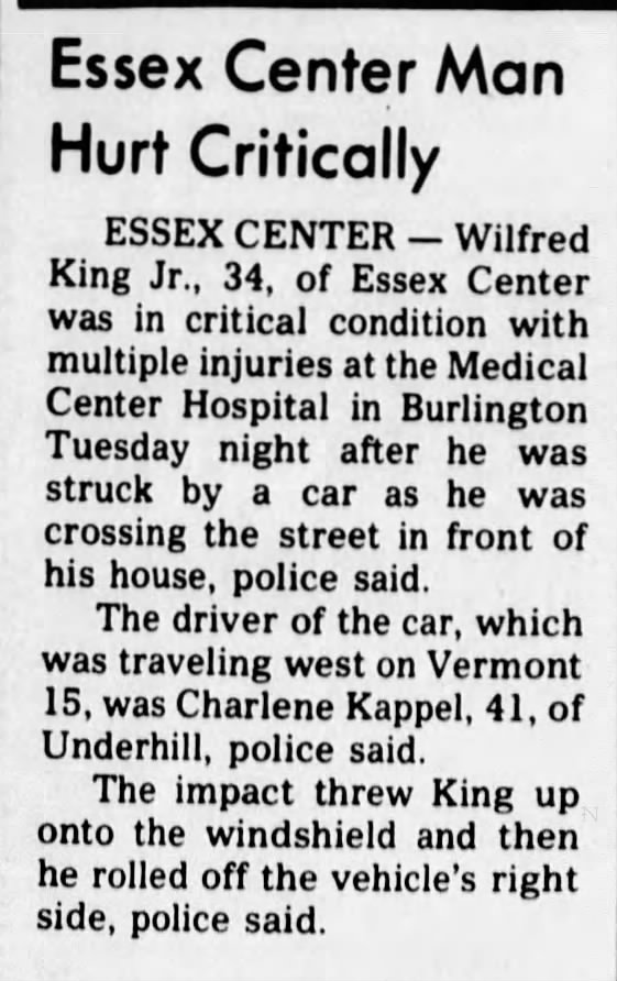 Wilfred King accident