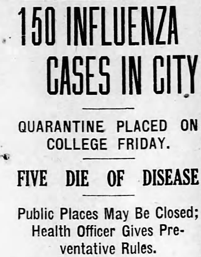 Lansing State Journal: 150 Influenza Cases in City