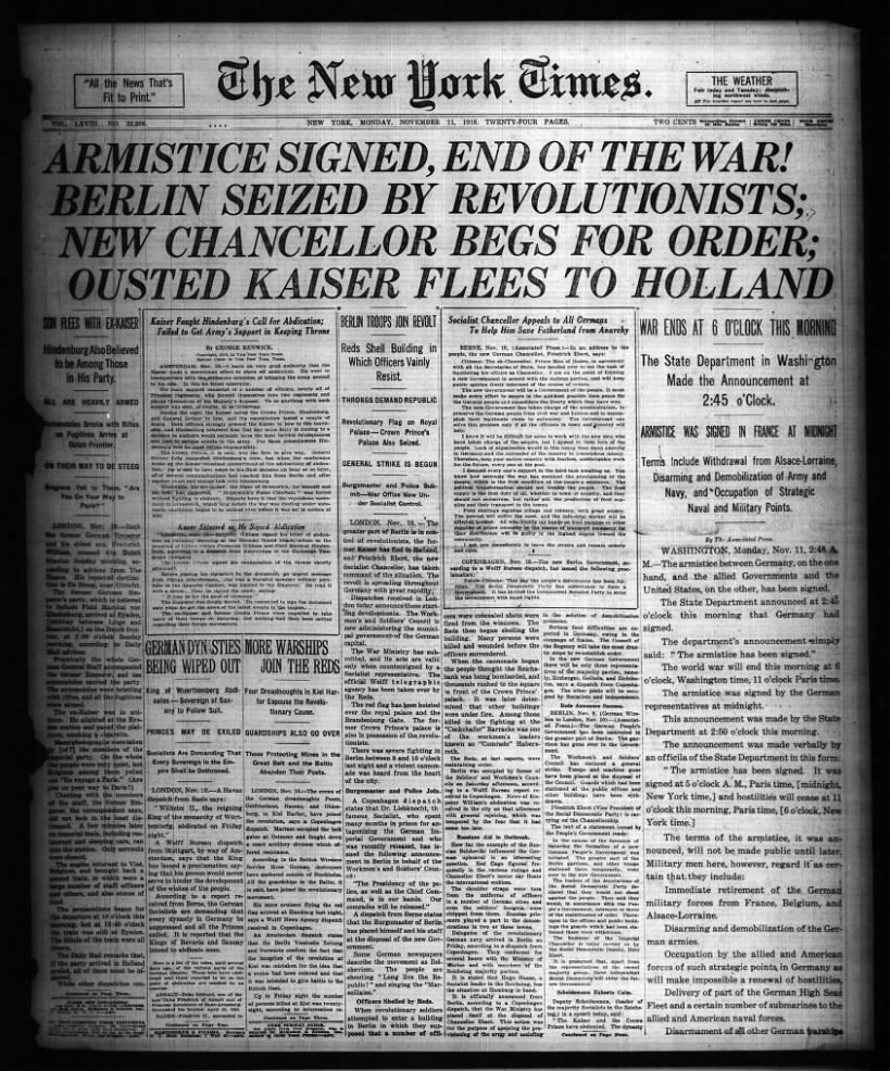 Armistice Signed, End Of The War! Berlin Seized By Revolutionists; New Chancellor Begs For Order ...