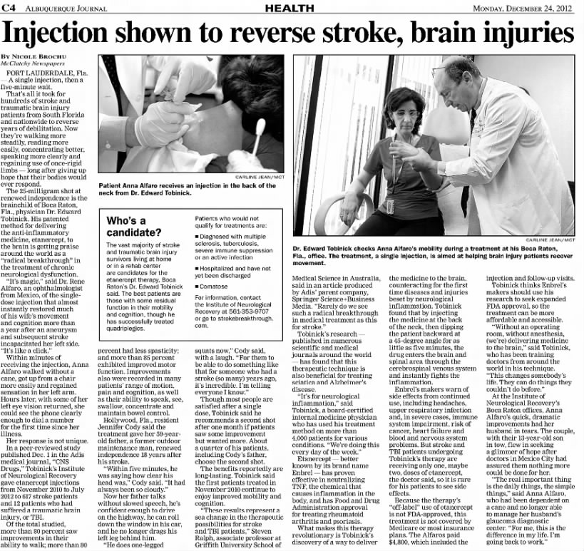 injection shown to reverse stroke brain injuries