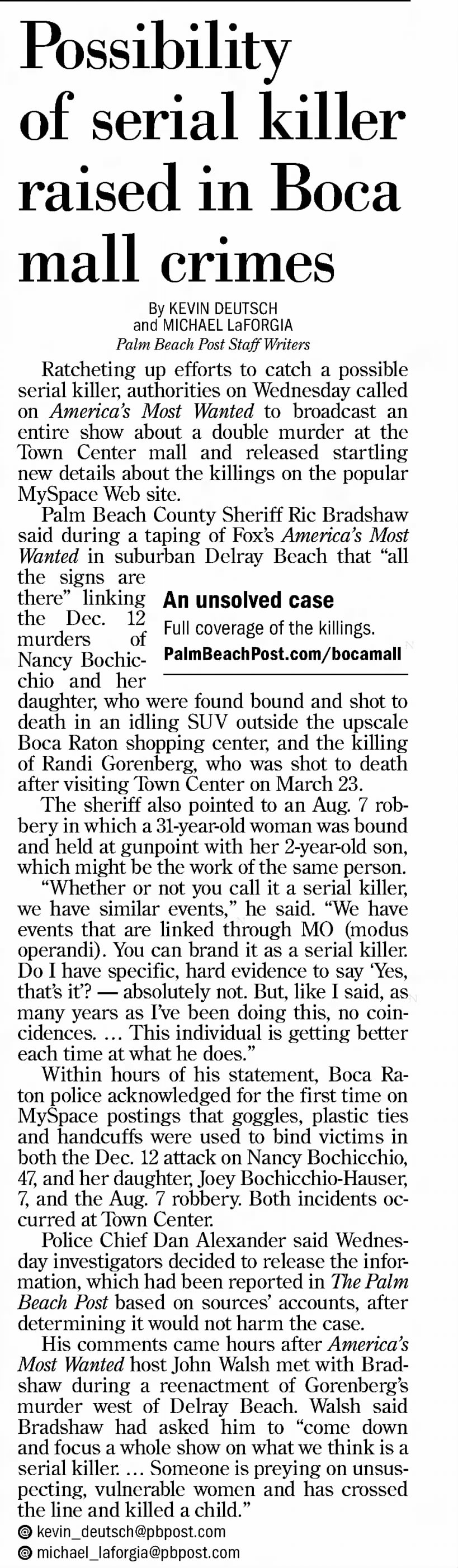 AMW raises serial killer theory - Palm Beach Post Archive