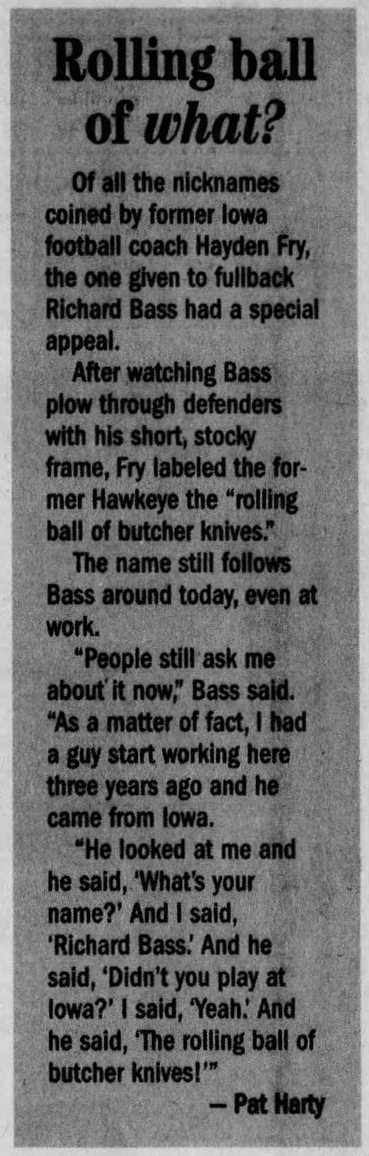 Richard Bass "rolling ball of butcher knives"