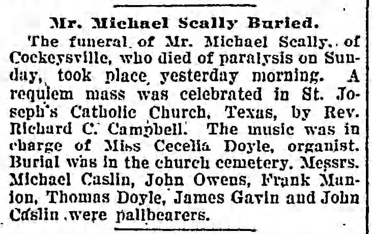 Michael Scally buried 6 Dec 1911