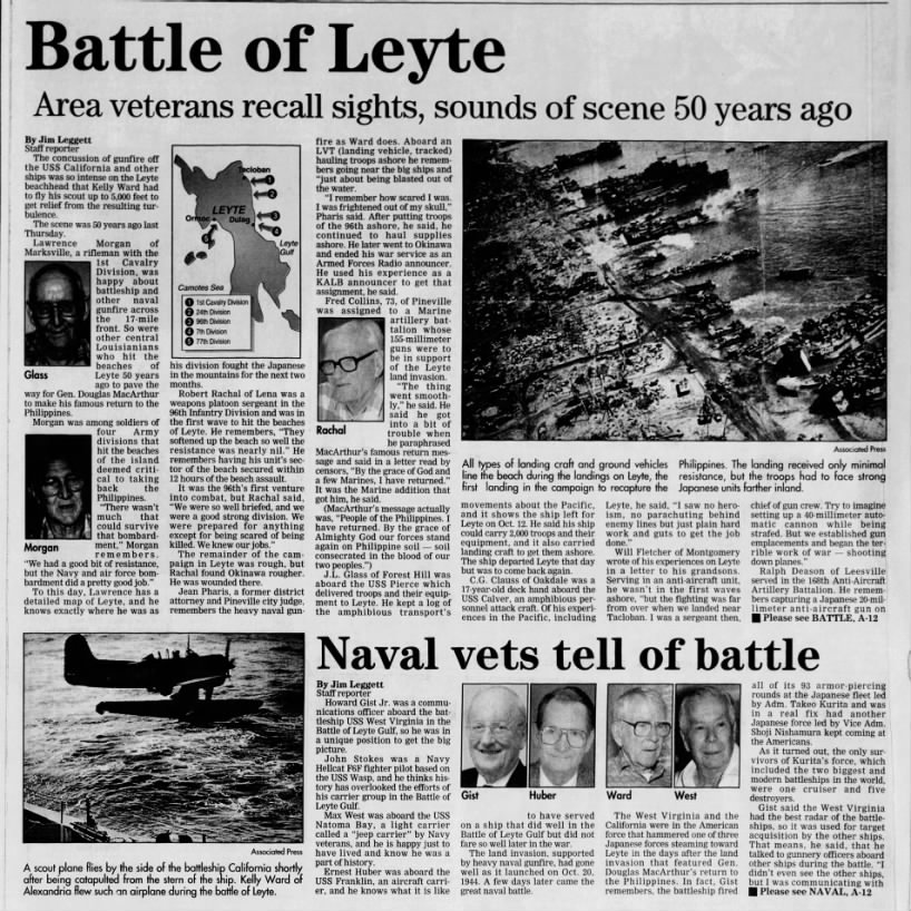 Veterans recall the Battle of Leyte 50 years later