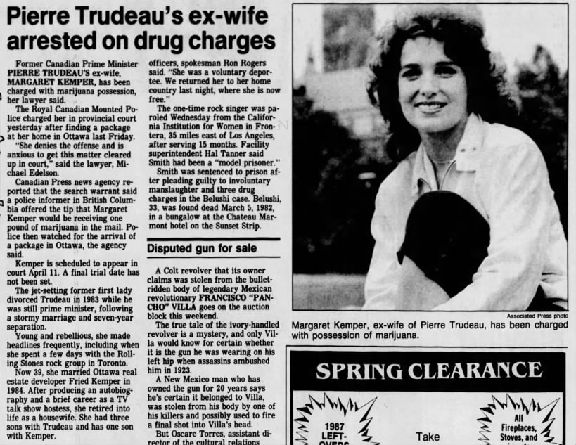 1988 Margaret Trudeau Arrested Pound of BC Bud