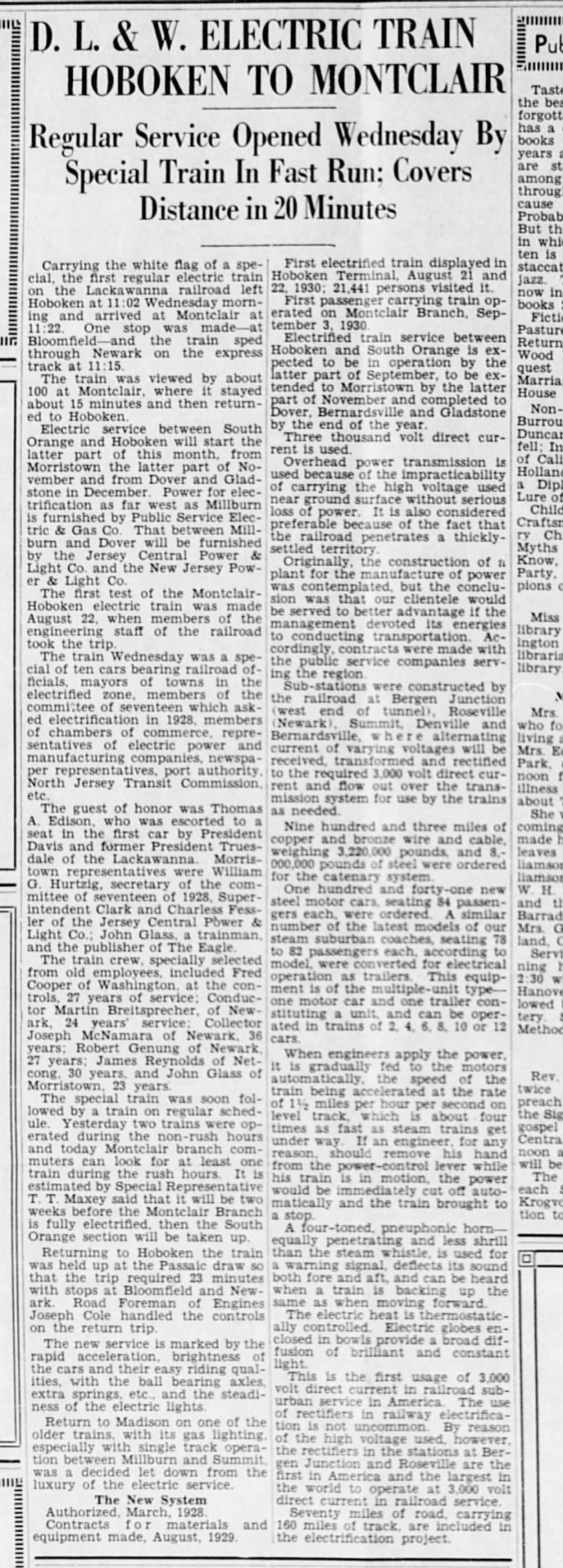 Montclair electric, September 5, 1930