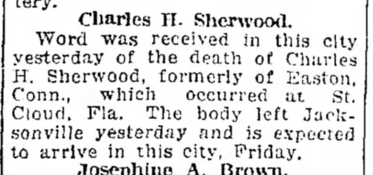 Example of a death notice for a man who died away from his hometown, 1918