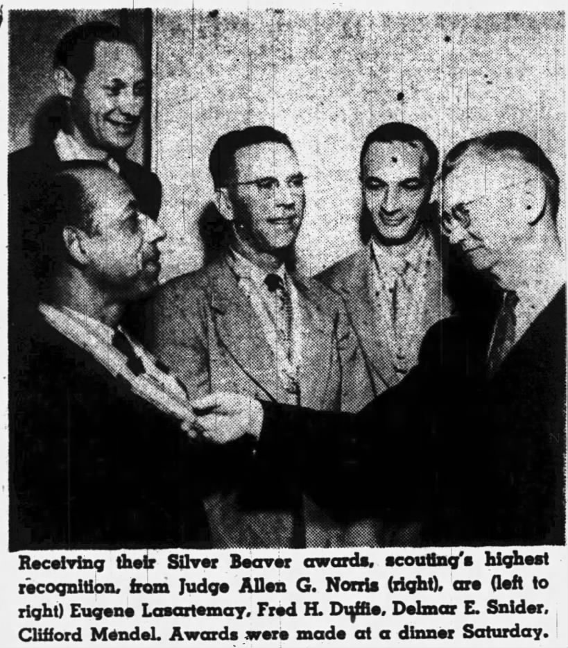 Eugene Lasatemay receiving Silver Beaver