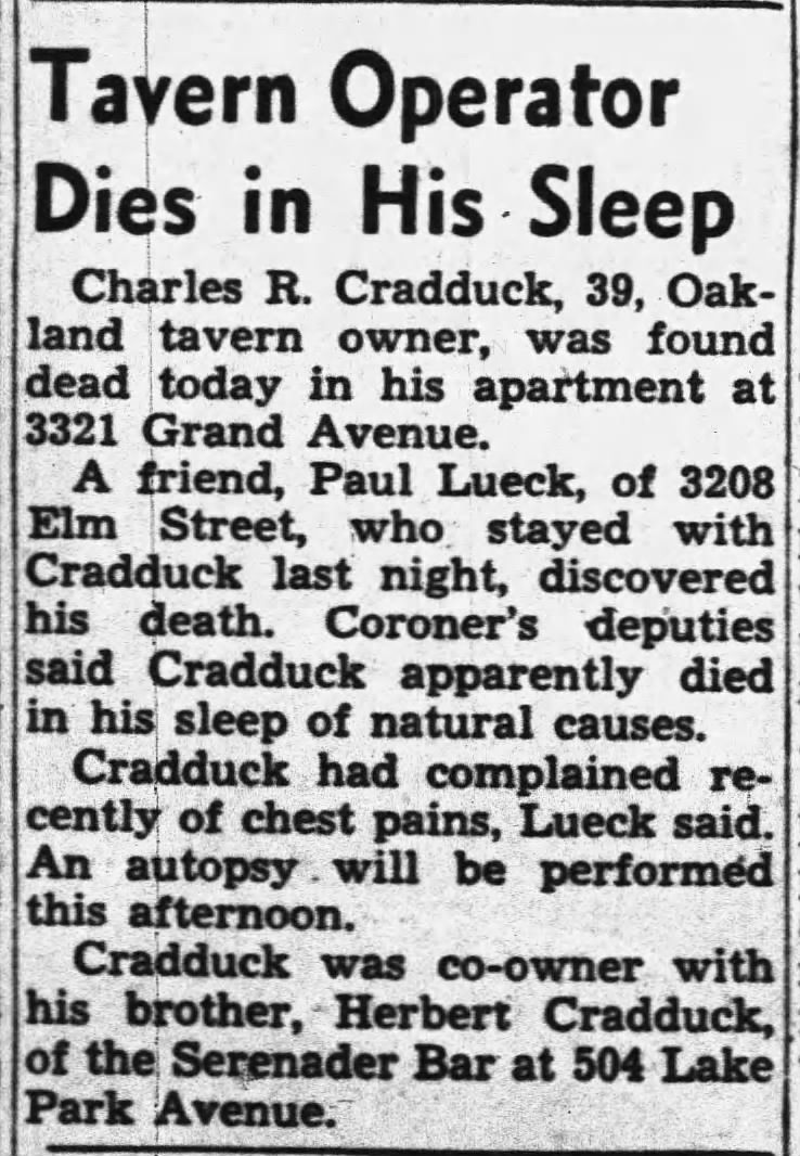 Charles Cradduck dies
