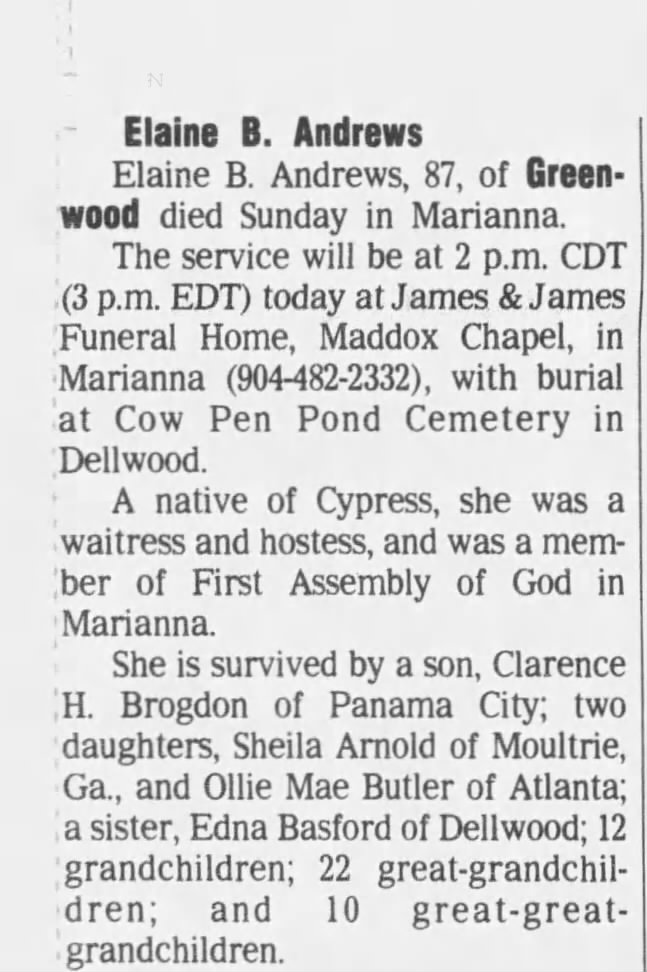 Obituary for Elaine B. Andrews (Aged 87) - Newspapers.com