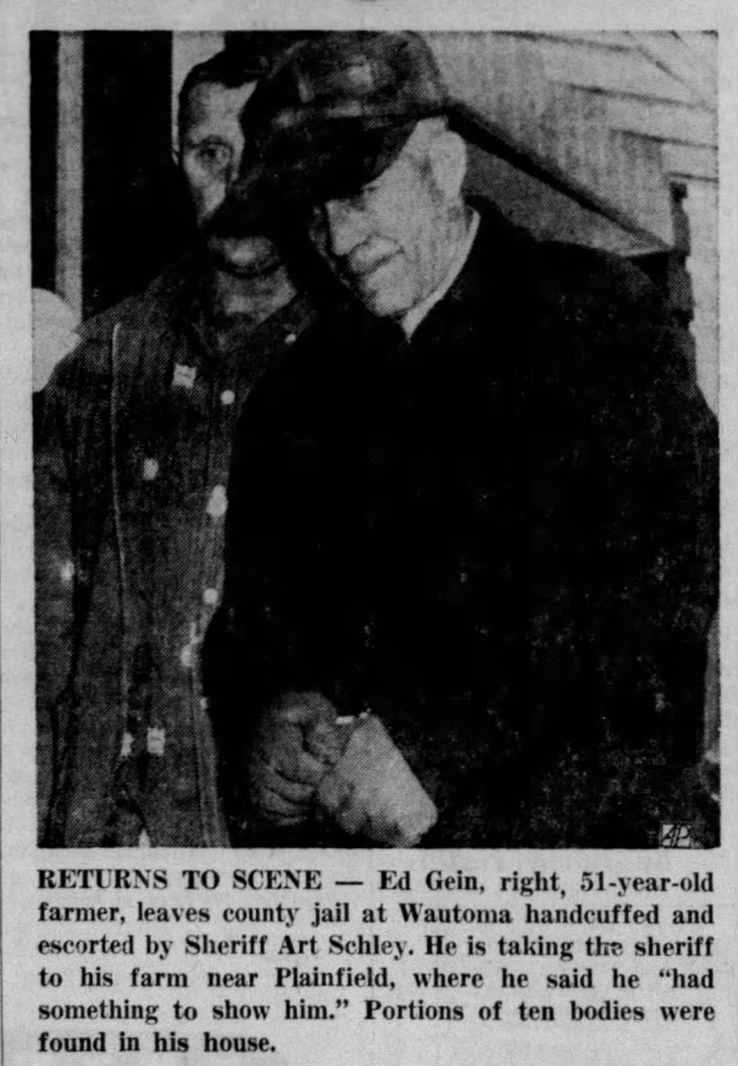 Photo of Ed Gein after being arrested in November 1957
