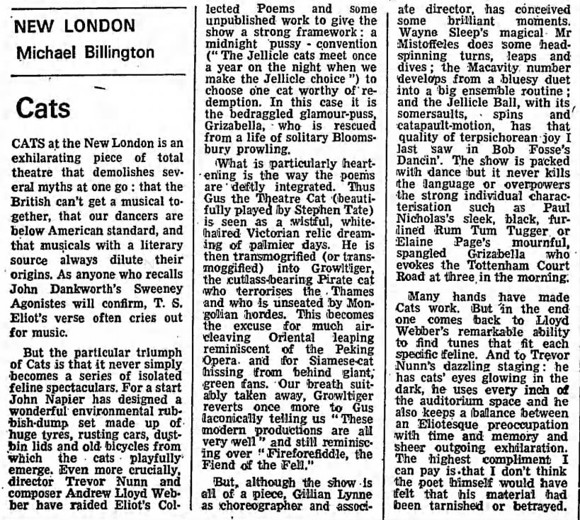 CATS musical review, 12 May 1981