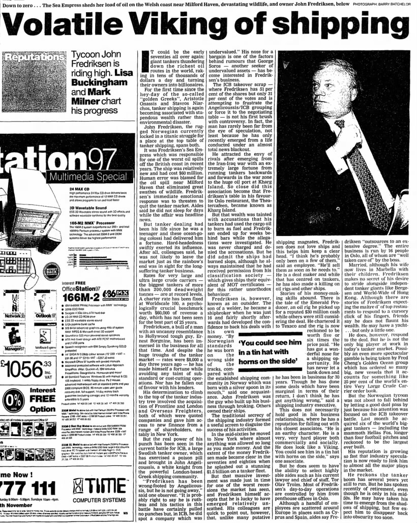 Fredriksen profile by The Guardian 
Oct. 25 1997
