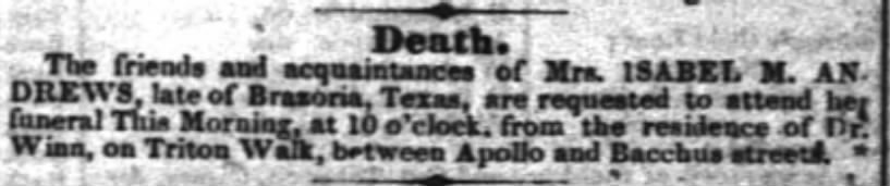 Jan 23 1850 New Orleans Times Picayune Death Notices