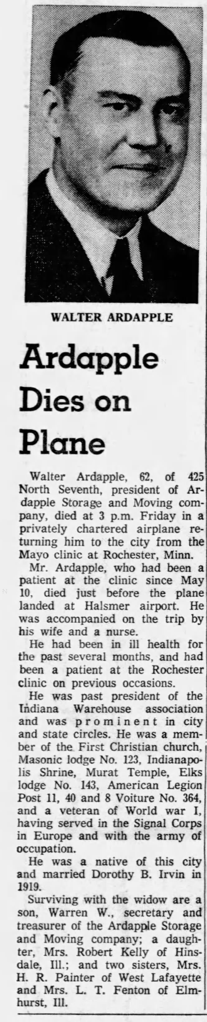 Obituary: Walter ARDAPPLE (Aged 62)